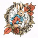 Peter Rabbit and Cardinal bird tattoo design idea