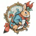Peter Rabbit and Cardinal bird tattoo design idea