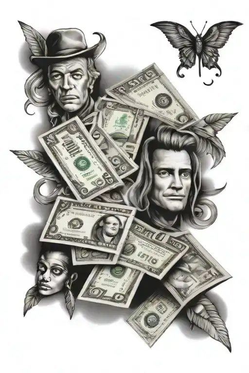 cash money words tattoo design idea