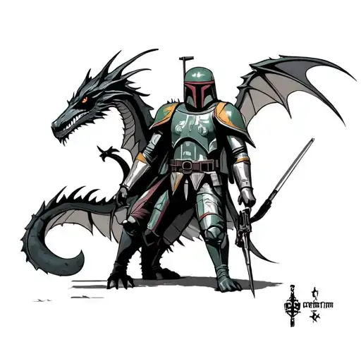 Skyrim dragon language and boba fett tattoo design idea
