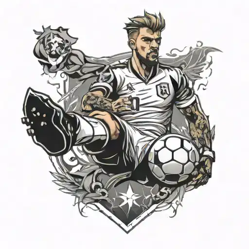 A tattoo for a footballer that became gamer and later pursued Bachelors degree in Law tattoo design idea