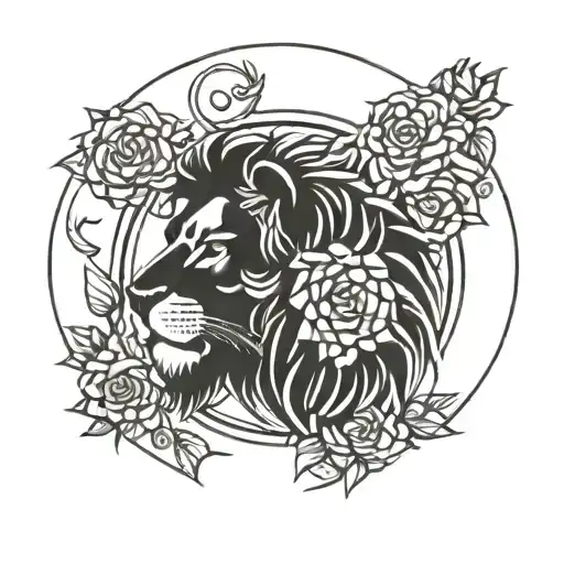 Lion Rose Mandala tattoo design idea