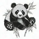 panda bamboo line drawing tattoo design idea
