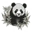 panda bamboo line drawing tattoo design idea