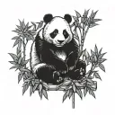 panda bamboo line drawing tattoo design idea
