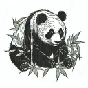 panda bamboo line drawing tattoo design idea