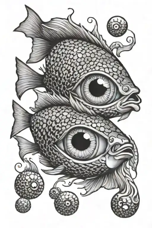 eyeballs fish scales tattoo design idea