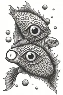 eyeballs fish scales tattoo design idea