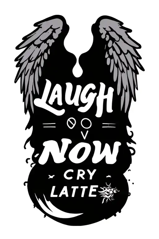 laugh now cry later crotch rocket with angel wings tattoo design idea