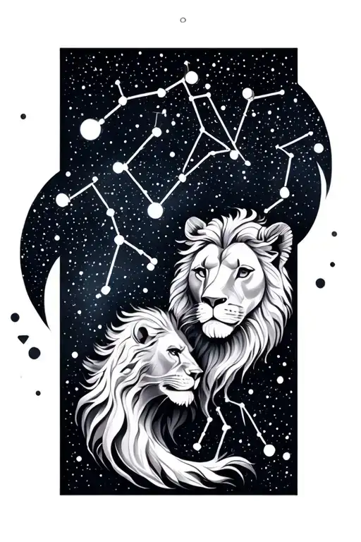 constellation tattoo design incorporating gemini and leo tattoo design idea