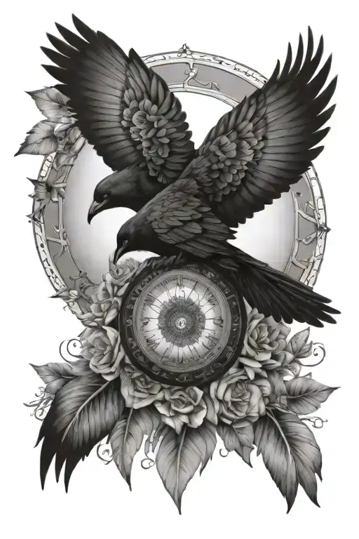 full sleeve, crow, moth, mandala, moon phases, space, feminine, woman tattoo design idea