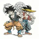 goku and luffy gear 5 tattoo design idea