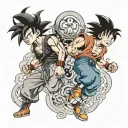 goku and luffy gear 5 tattoo design idea