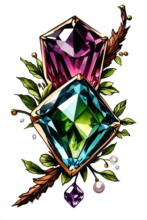 garnet, amethyst, pearl, peridot, aquamarine birthstone tattoo tattoo design idea