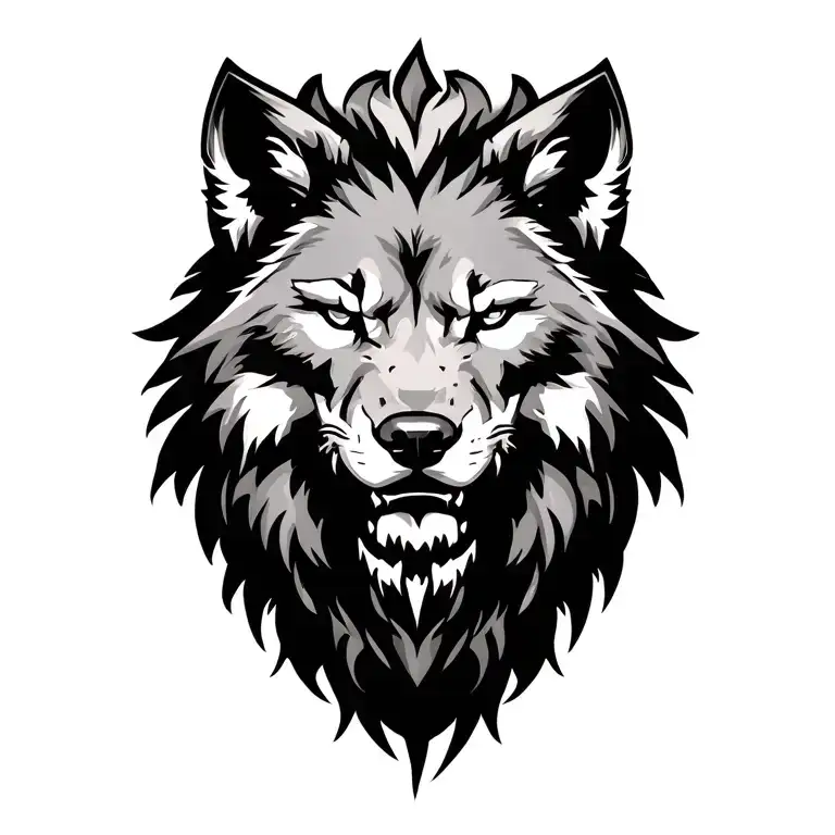 wolf lion army warrior win tattoo design idea