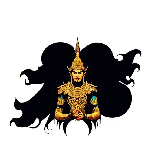 golden Thai warrior tattoo design idea
