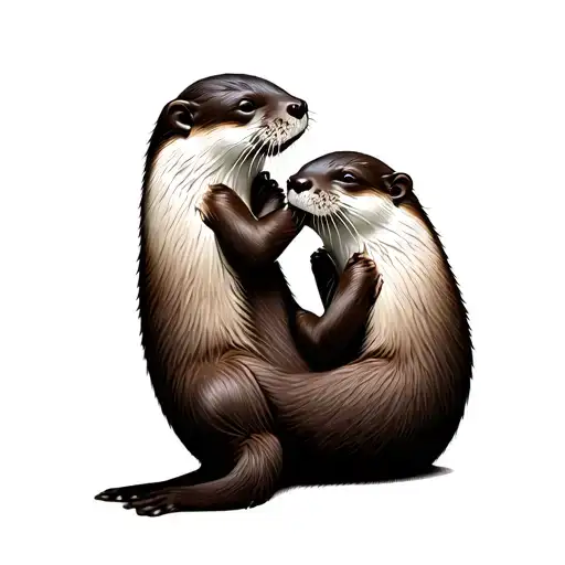 2 otters holding hands while on their backs tattoo design idea