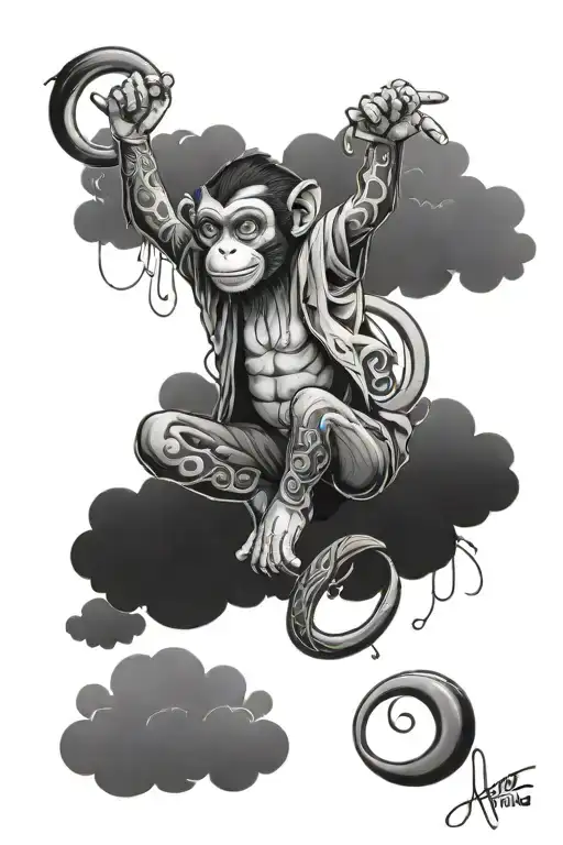 arcane jinx clouds tattoo and monkey graffiti style tattoo tattoo design idea