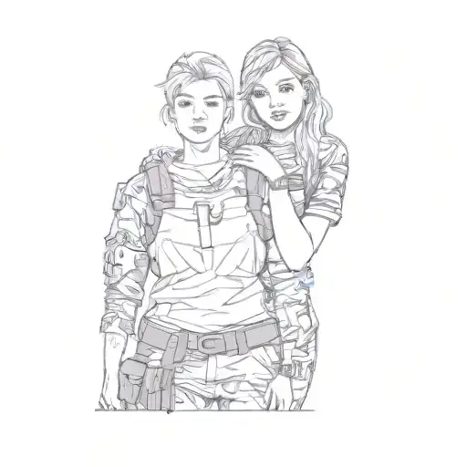 a couple in camouflage uniforms tattoo design idea