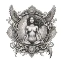 balance and harmony between body, mind and soul united tattoo design idea