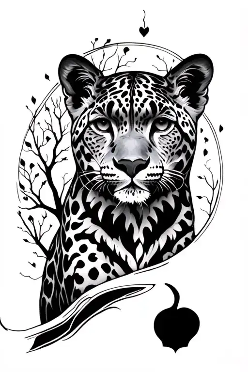 Tree of Life with a Snow Leopard tattoo design idea