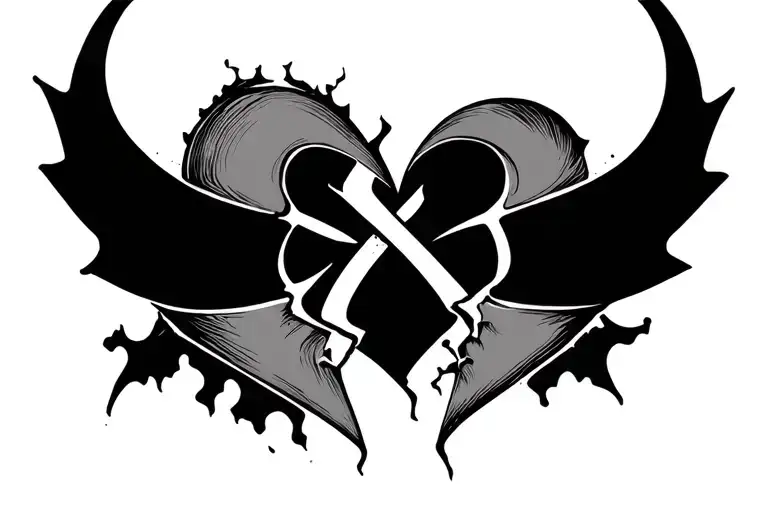 broken heart infinity symbol tattoo design idea