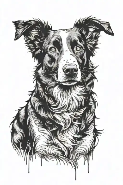 border collie floppy ears herding portrait tattoo tattoo design idea