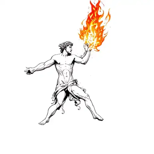 Prometheus stealing fire from Olympus  tattoo design idea