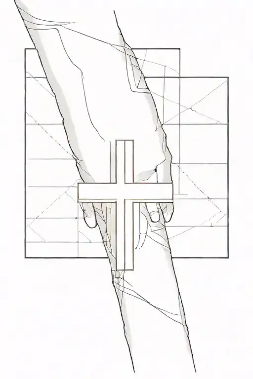 left arm sleeve that incorporates a solid black cross on forearm tattoo design idea