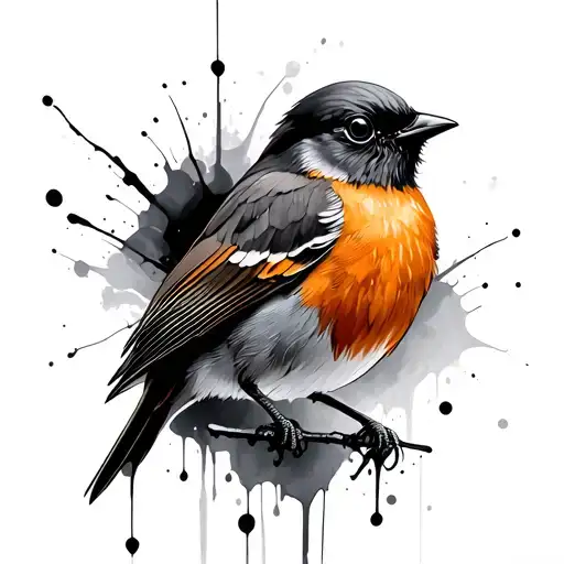 Robin paint splatters tattoo design idea