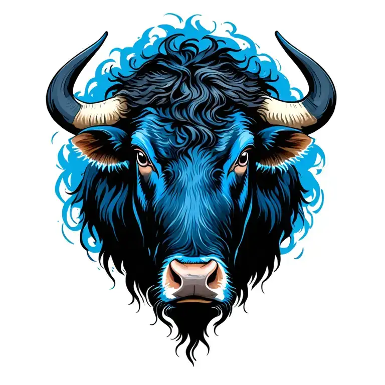 blue buffalo with storm behind it tattoo design idea