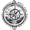compass with a nautical map inside, text saying "Tempus Fugit Memento Mori", lighthouse, oceans, sunset tattoo design idea