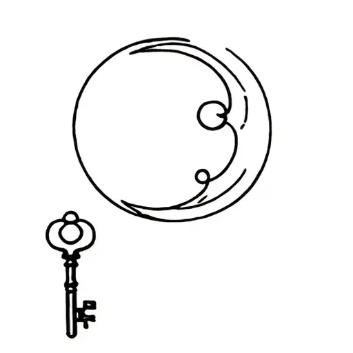 Key + wins + moon tattoo design idea