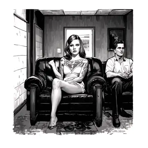 twin peaks: fire walk with me ending with laura palmer sitting in the waiting room with dale cooper beside her tattoo design idea