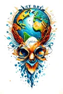 world travel tattoo design idea