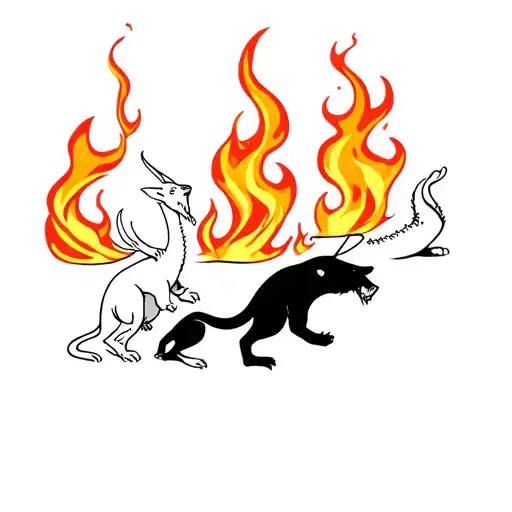 animals playing with flames flash sheet tattoo design idea