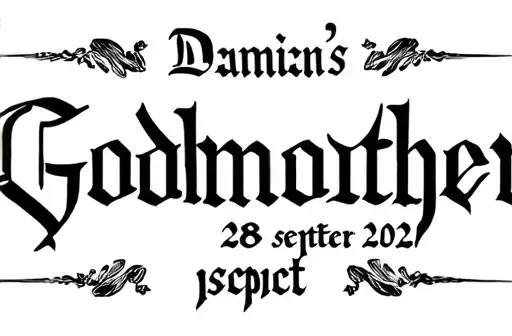 "Damian's Godmother
28 sept 202" tattoo design idea