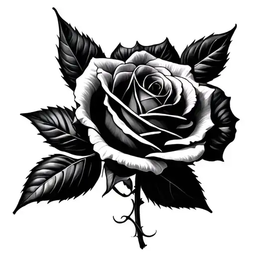 black rose upside down tattoo design idea