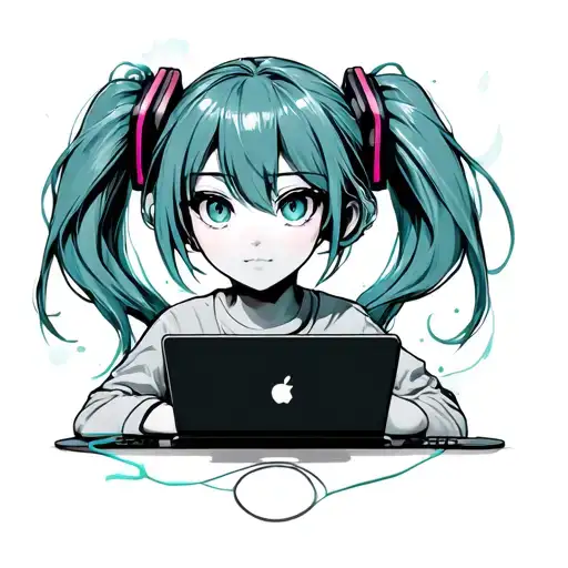 miku on a computer tattoo design idea