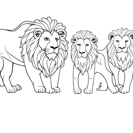 lion mam and 4 baby lion tattoo design idea
