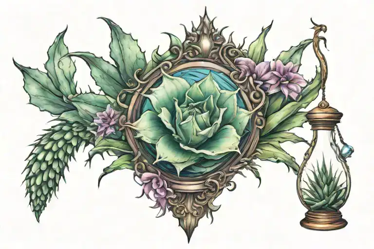 Hourglass agave oaxaca beautiful elegant tattoo design idea