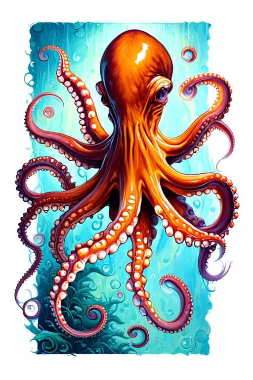 Octopus climbing tattoo design idea