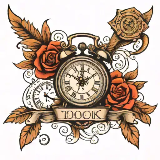time clock 00 00 written tattoo design idea
