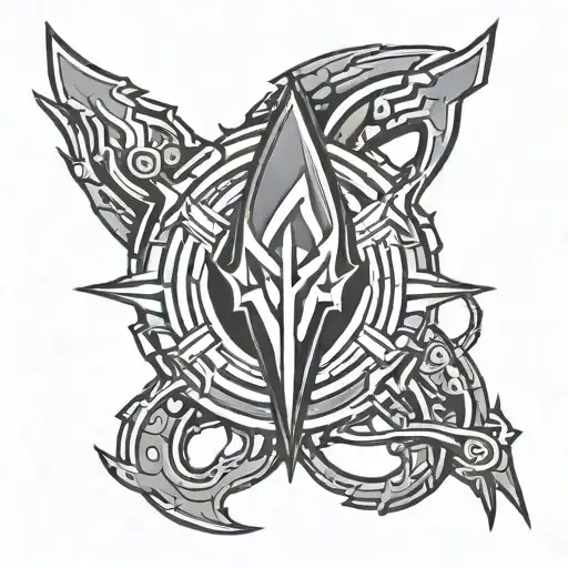 Minimalist,  shoulder, protoss symbol from starcraft, medium,  says "effective team" with the date 03-24-12 tattoo design idea