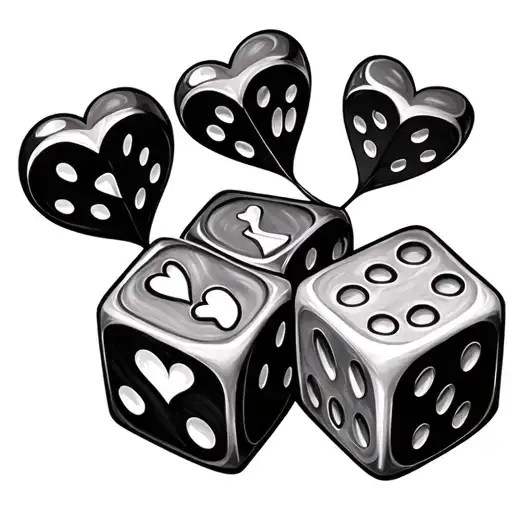 3 dice with hearts tattoo design idea