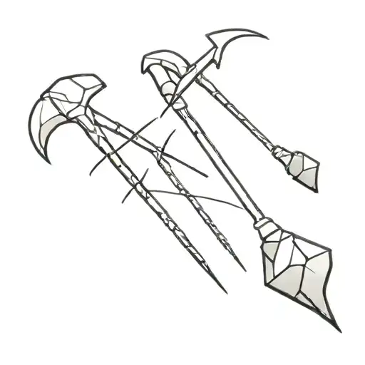 crossed pickaxes with the phrase "rock and stone"  tattoo design idea