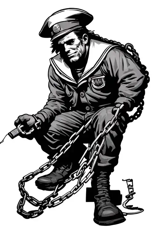 electrician sailor chain tattoo design idea