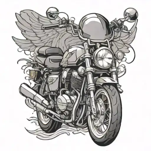 biblical and involves a motorcycle surrounded tattoo design idea