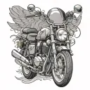 biblical and involves a motorcycle surrounded tattoo design idea