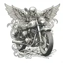 biblical and involves a motorcycle surrounded tattoo design idea